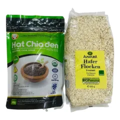 Combo 1 yến mạch  1 hạt chia ( Yến Mạch Hafer Flocken 500g + Hạt Chia 500g)