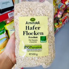 Yến mạch Hafer Flocken Bio Alnatura Đức cán vỡ/ Cán Dẹp Túi 500 g