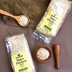 Yến mạch Hafer Flocken Bio Alnatura Đức cán vỡ/ Cán Dẹp Túi 500 g