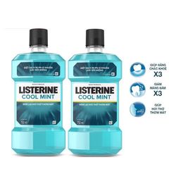 Bộ 2 Chai Nước Súc Miệng Listerine Diệt Khuẩn, Giữ Hơi Thở Thơm Mát Listerine Coolmint Mouthwash 750ml/Chai