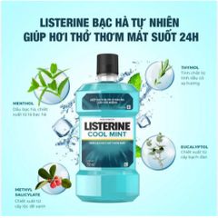 Bộ 2 Chai Nước Súc Miệng Listerine Diệt Khuẩn, Giữ Hơi Thở Thơm Mát Listerine Coolmint Mouthwash 750ml/Chai