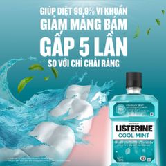 Bộ 2 Chai Nước Súc Miệng Listerine Diệt Khuẩn, Giữ Hơi Thở Thơm Mát Listerine Coolmint Mouthwash 750ml/Chai