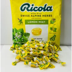 [1 Gói 105 viên] Kẹo RICOLA LEMONMINT không đường của Mỹ - Chanh Bạc Hà ngậm ho
