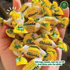 [1 Gói 105 viên] Kẹo RICOLA LEMONMINT không đường của Mỹ - Chanh Bạc Hà ngậm ho