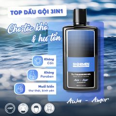 Sữa Tắm Gội Nam 3 in 1 SHINEMEN - Rửa Mặt Phục Hồi Hư Tổn Hương Nước Hoa AWA-AMOR 300ml - Chăm Sóc Tóc và Da TỪ Thiên Nhiên