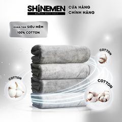 Khăn Tắm Cotton SHINEMEN Nhung Mềm Mịn Màu Xám Không Ra Màu 35x75cm - Khăn Gội Đầu Siêu Thấm Hút Cho Làn Da Nhạy Cảm
