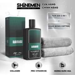 Combo Sữa Tắm Gội Rửa Mặt 3 in 1 SHINEMEN Nam Hương Nước Hoa MINT-MAN 300ml & Khăn Tắm Cotton - Chăm Sóc Da và Tóc Hiệu Quả