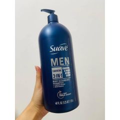 Sữa Tắm Gội Xả Suave Men 3in1 1.18L - Làm Sạch Da, Mượt Tóc, Hương Nam Tính Lưu Lượng Lâu Dài