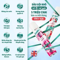 Dầu Gội Khô Batiste 200ml - Giải Pháp Tóc Bồng Bềnh, Không Ngứa, Không Bết Dính, Hương Thơm Dễ Chịu, Thích Hợp Mọi Loại Tóc