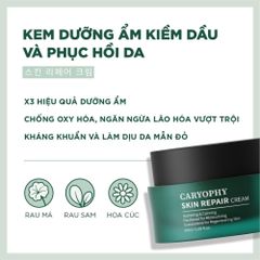 Kem Dưỡng Da Caryophy Guaiazulene Cica Cream 40ml - Dịu Da, Cấp Ẩm Sâu, Phục Hồi Da Nhạy Cảm, An Toàn Hàng Ngày