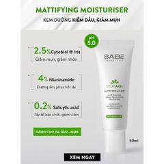 Kem Dưỡng Da Giảm Mụn Babe Stop Akn 50ml - Kem Cân Bằng Dầu, Kháng Viêm, Dưỡng Ẩm Sâu, Chống Mụn Đầu Đen, Sáng Da