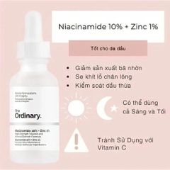 Tinh Chất Serum Giảm Mụn The Ordinary Niacinamide 10% & Zinc 1% - Kiềm Dầu, Làm Sáng Da, 30ml
