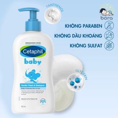 Sữa Tắm Gội Cetaphil Baby Wash & Shampoo 2in1 400ml - Dưỡng Ẩm, Dịu Nhẹ, An Toàn Cho Da Trẻ Sơ Sinh