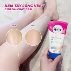 Kem Tẩy Lông Veet Nhật Bản 150g + Kèm Bông Mút -Làm Sạch Lông Nhanh Chóng, Dưỡng Da Mịn Màng 387928
