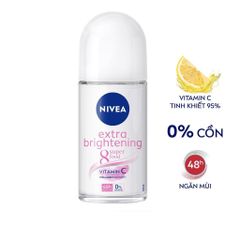 Lăn Khử Mùi Nivea Extra Brightening 50ml - Giúp Làm Sáng Da Vùng Cánh, Ngăn Mùi Hiệu Quả 48h, Dưỡng Ẩm và Giảm Thâm Tối Ưu