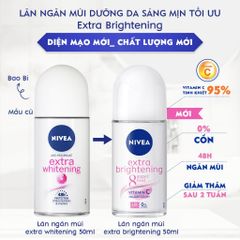 Lăn Khử Mùi Nivea Extra Brightening 50ml - Giúp Làm Sáng Da Vùng Cánh, Ngăn Mùi Hiệu Quả 48h, Dưỡng Ẩm và Giảm Thâm Tối Ưu