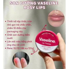 Dưỡng Môi Vaseline Lip Therapy 20g - Giữ Ẩm Mềm Mại, Chống Nứt Nẻ Hiệu Quả, Dành Cho Mọi Loại Da Môi