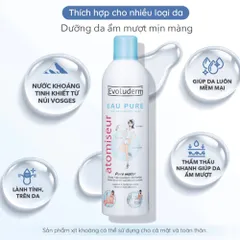 Xịt Khoáng Evoluderm Dưỡng Ẩm Cấp Nước 400ml – Làm Dịu Da, Giữ Lớp Trang Điểm
