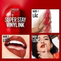 Son Kem Bóng Lì Lâu Trôi Maybelline Super Stay Vinyl Ink 120 Punchy - Màu Hồng Đậm Sang Trọng, Độ Bám Lâu, Dưỡng Môi Mịn Mướt