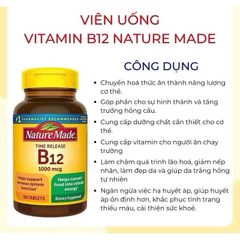 Viên Bổ Sung Vitamin B12 Nature Made 1000mcg - Hỗ Trợ Năng Lượng, Sức Khỏe Thần Kinh - 160 Viên Bổ Sung Chất Lượng