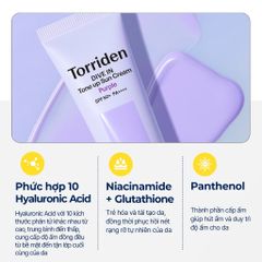 Kem Chống Nắng Torriden DIVE-IN Tone Up SPF50+ PA++++ 50ml - Nâng Tông Da Tự Nhiên, Chống Nắng Toàn Diện, Cấp Ẩm, Dành Cho Da Vàng, Da Xỉn Màu