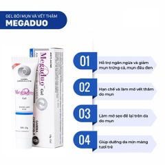 Gel Giảm Mụn Megaduo 15g - Hỗ Trợ Làm Dịu Mụn, Mờ Thâm, Ngừa Sẹo Hiệu Quả Cho Da Mụn, An Toàn Cho Phụ Nữ Mang Thai