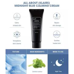 Kem Dưỡng Ẩm Phục Hồi Da Ban Đêm Dear Klairs Midnight Blue Calming Cream - Dưỡng Ẩm Sâu, Làm Dịu & Cải Thiện Đàn Hồi Da