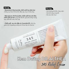 Kem Dưỡng DR.ALTHEA 345 Relief Cream 50ml - Phục Hồi Da Nhạy Cảm, Dưỡng Ẩm, Làm Dịu, Giảm Kích Ứng, Làm Đều Màu Da.