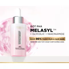 Tinh Chất Dưỡng Sáng Da L'Oreal Glycolic Bright 8% và Hyaluronic Acid Revitalift 1.5% - 30ml Giúp Mờ Thâm, Cấp Ẩm Tối Ưu
