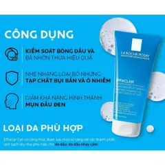 Sữa Rửa Mặt La Roche-Posay Effaclar Gel 200ml/400ml - Chuyên Dụng Cho Da Dầu Mụn Nhạy Cảm, Làm Sạch Sâu và Giảm Dầu Thừa