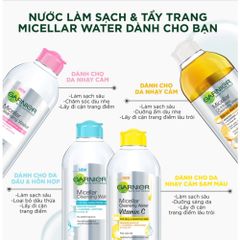 Nước Tẩy Trang Garnier Skin Active Micellar Cleansing Water 400ml - Làm Sạch Dịu Nhẹ, Phù Hợp Cho Mọi Loại Da, Không Gây Kích Ứng