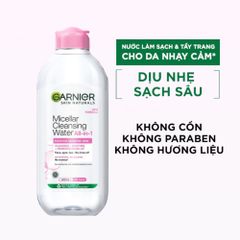 Nước Tẩy Trang Garnier Skin Active Micellar Cleansing Water 400ml - Làm Sạch Dịu Nhẹ, Phù Hợp Cho Mọi Loại Da, Không Gây Kích Ứng