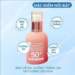 Serum Chống Nắng Lovelycc Pink Tone Up SPF 50+ PA++++ - Dưỡng Trắng, Nâng Tông, Giữ Ẩm Da, Khối Lượng 30g, Xuất Xứ Hàn Quốc