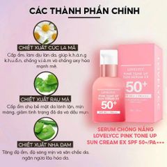 Serum Chống Nắng Lovelycc Pink Tone Up SPF 50+ PA++++ - Dưỡng Trắng, Nâng Tông, Giữ Ẩm Da, Khối Lượng 30g, Xuất Xứ Hàn Quốc