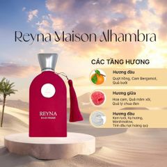 Nước Hoa Nữ Maison Alhambra Reyna EDP 100ml - Hương Trái Cây Hoa Cỏ Thanh Lịch, Lưu Hương lâu trên Da, Phong Cách Tiểu Thư