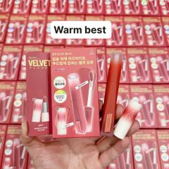 Sét son Kem Lì 3CE Velvet Lip Tint Plush Chính Hãng - Mịn Như Nhung, Lên Màu Chuẩn, Bền Đẹp Suốt Ngày, Dưỡng Ẩm Tự Nhiên