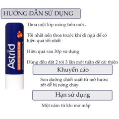 Son Dưỡng Môi Mỡ Hươu Astrid Không Màu 4.8g - Dưỡng Ẩm Sâu, Phục Hồi Môi Khô Nứt Nẻ, Vitamin E và Dầu Kakao Chất Lượng