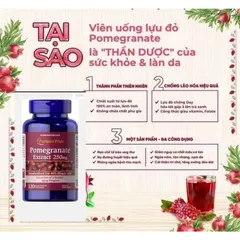 Viên uống chống nắng nội sinh, mờ nám, trắng da lựu Pomegranate Extract Puritan's pride 389111