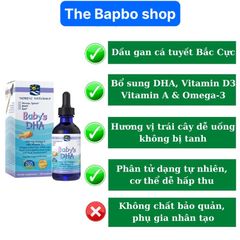 Siro Baby's DHA Nordic 60ml - Bổ sung Omega 3, DHA, Vitamin D cho bé - Hỗ trợ phát triển trí não và thị giác an toàn, hiệu quả