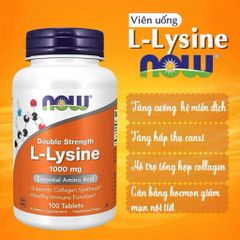 Viên uống bổ sung  L- Lysine 1000mg, Tăng Sản Sinh Collagen, Ngừa Mụn