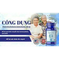 [Date 2026] Viên Uống Vitamin B6 Hỗ Trợ Tăng Cường Sức Khỏe Tim Mạch  100mg Puritan's Pride 389154