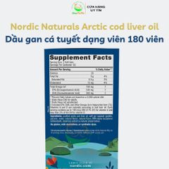 Dầu gan cá tuyết dạng viên Nordic naturals Artic Cod Liver oil 180 viên. 389191