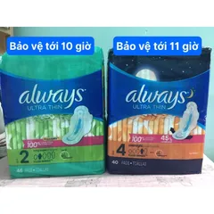 Băng vệ sinh Always Ultrathin Mỹ size 2 10 hour- ngày, size 4 - 11 hour đêm
