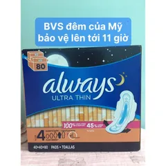 Băng vệ sinh Always Ultrathin Mỹ size 2 10 hour- ngày, size 4 - 11 hour đêm