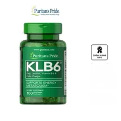 Viên uống KLB6 Puritan's Pride Bổ Sung Vitamin B6 - Hỗ Trợ Tuyến Giáp, Kiểm Soát Chuyển Hóa Protein và Chất Béo, Giảm Mỡ Thừa