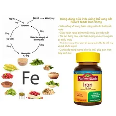 [Date 4/2027] Viên uống bổ máu bổ sung sắt iron Nature Made 65mg 389275