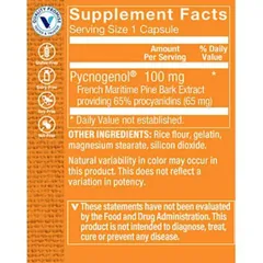 Viên uống chống oxy hóa đẹp da THE VITAMIN SHOPPE Pycnogenol 100 MG 30v 389295