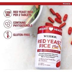 [Date 12/26] Viên uống giảm nguy cơ tim mạch Weider Red Yeast Rice Plus 1200 mg 240 viên của Mỹ 389325