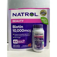 Viên ngậm hương dâu Natrol Biotin Beauty Extra 389361