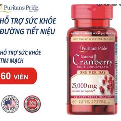 Viên uống ngừa viêm tiết niệu, tiểu đêm, tiểu dắt, hỗ trợ tim mạch quả việt quất Cranberry Puritan's Pride 389377